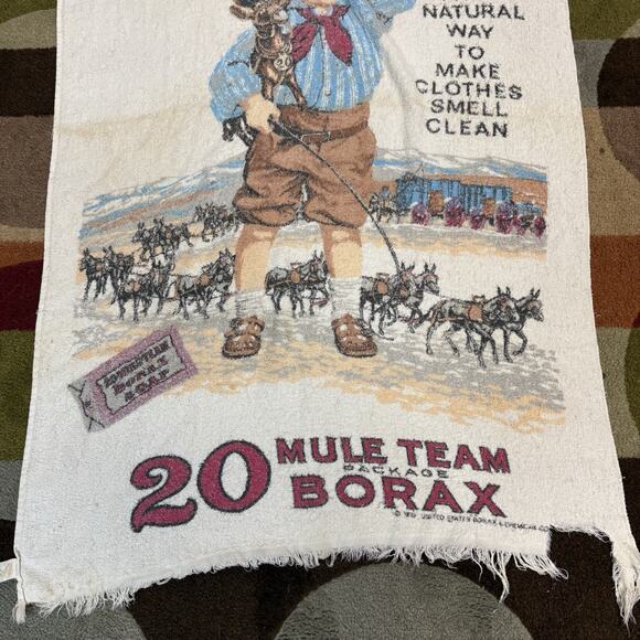 Vintage BORAX IS KING 20 MULE TEAM Beach Towel Advertising Cotton Blend USA Made - Picture 3 of 5